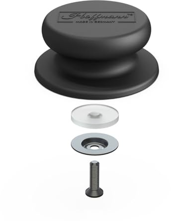 Hoffmann Ersatz Deckelknauf Universal – Topfdeckelgriff mit Silikonunterlegscheibe, backofentauglich bis 240 °C, Made in Germany, Topfdeckelknopf, Deckelknopf, Ersatzknöpfe, Griff (1)