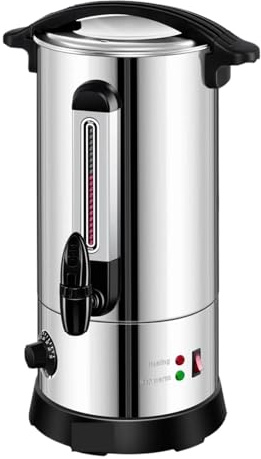Bouilloire À Vin Chaud En Acier Inoxydable 10L Avec 10 Tasses, Thermostat Automatique, Distributeur D'eau Chaude Et De Boissons, Indicateur Niveau Simplifiez-Vous La Vie