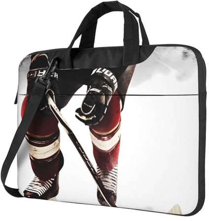 BYPPJGH Sac à bandoulière pour ordinateur portable motif hockey sur glace pour homme et femme avec poignée et sangle étanche, Noir , 15.6 inch