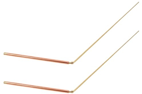 VANZACK 2 Baguettes de Sourcier en Cuivre Pur 99% Tiges Radiesthésie Tête Plate Double Couleur, Détecteurs de Métaux de Précision pour Chasse aux Fantômes, Divination Eau et Recherche