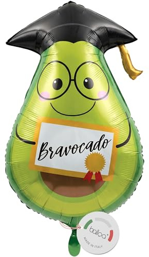 balloa Folienballon XXL Bravocado Abschluss, Helium Ballon bestandene Prüfung Deko, Luftballon Geschenk zum Abschluss, Partydeko Abschlussfeier, Abi, Studium, Ausbildung, Glückwunschballon, 62cm