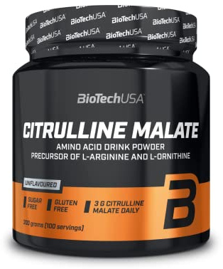 BioTechUSA Citrulline Malate | Poudre de L-citrulline & acide malique 1:1 | 3 g de principe actif par dose | Dosage libre en pré-entraînement | Végan, sans sucres ni gluten | 300 g | Neutre