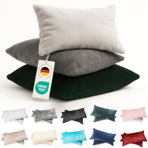 MALIKA Set 2er Kissenbezug Cashmer Touch Fleece Kissenhlle Sofakissen Kopfkissenbezug Kissenbezug Couchkissen, Gre:2X 40x80 cm, Designe:GRAU
