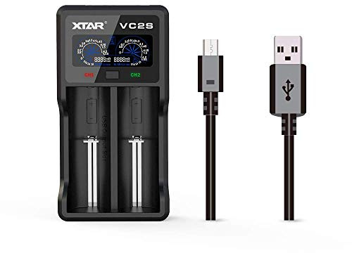 18650 Battery Charger XTAR VC2S VC2 2019 Enhanced LCD Display with Power Bank Function and Check Battery Authenticity for 18650 18700 20700 21700 22650 25500 26650 AAA to SC C