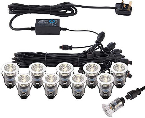 Saxby 73347 Ikon Pro CCT 3000K/4000K IP67 Outdoor Recessed Decking Lights Polished Stainless Steel 25mm