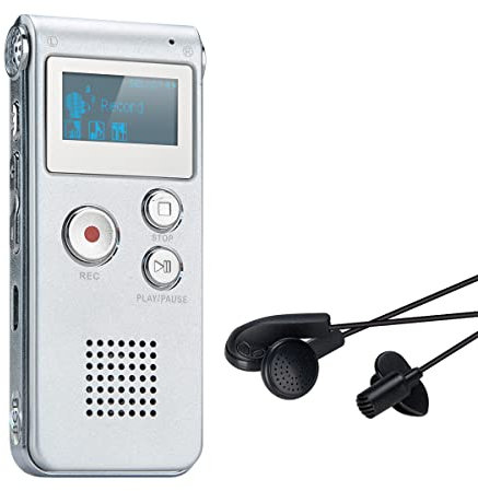 COVVY Portable Digital Voice Recorder Sound Audio Recorder Dictaphone LCD Recorder MP3 Player-8GB (Silvery)