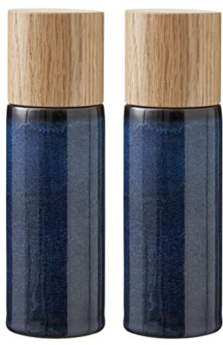 BITZ Macinasale e pepe, 2 macinaspezie in grès (macina sale e pepe, set da 2, 16,7 cm di altezza, blu