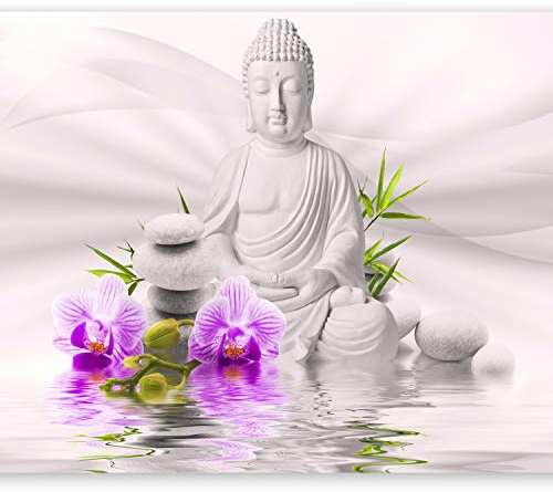murando - Fototapete selbstklebend Buddha, 343x256 cm, Schlafzimmer, modern | Selbstklebend ohne Kleister, Full HD Druck, ideal fürs Wohn- oder Schlafzimmer, schnelle Montage, lichtbeständig, geruchsfrei