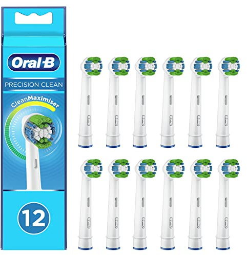 Oral-B Precision Clean Electric Toothbrush Head with CleanMaximiser Technology, Excess Plaque Remover, Pack of 12, White