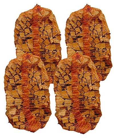 Logs Online (4 Net Bags) Kiln Dried Natural Kindling Wood. Perfect for Fire Pit, BBQ, Pizza Oven & Log Burner. Easy Lighting & Reduced Smoke. 4kg per Net Bag. Sustainably Sourced.