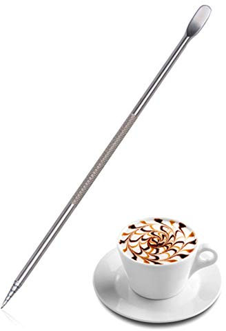 Foxglove, penna per arte del caffè, in acciaio inox, strumento per posate, per decorare cappuccino, latte e espresso