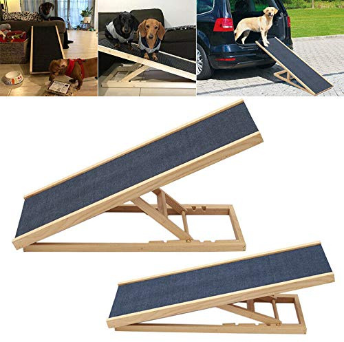 Rampa in legno massiccio per animali domestici, regolabile in 4 altezze con tappeto antiscivolo, scala di sicurezza per animali domestici, rampa in legno per animali domestici, cuccioli, scala