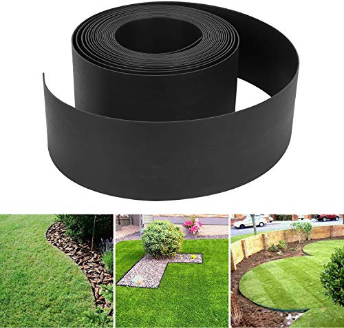Randaco Rasenkante Mähkante Rasen Schwarz Länge 10 m, Höhe 14 cm, witterungsbeständigen Gartenumrandung Beeteinfassung Pflasterstein Gartenwegen