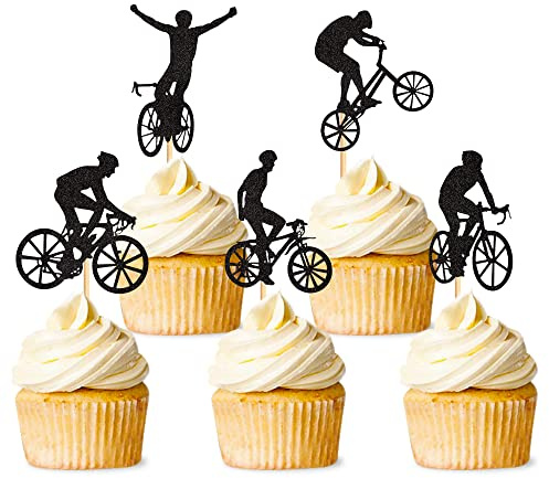 25Stk Fahrrad Kuchen Topper Radfahren Geburtstag Torten Topper für Straße Fahrrad Bergefahrrad Sport Kuchen Dekorationen Radfahren Sport Geburtstag Party Dekoration