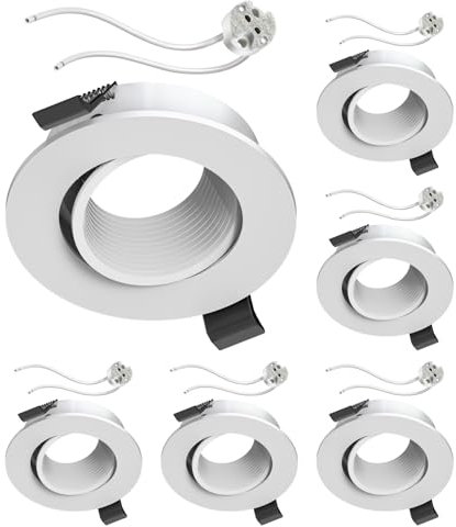 ledscom.de 6 Pieces Ceiling mounting Frame KUN, Round, swivelling (MR16/PAR16/50mm) GU5.3 Socket