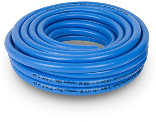 EBERTH Tubo per aria compressa 15m, tubo per compressore con diametro 13mm x 19mm (interno x esterno) e pressione di esercizio di 20 bar, accessori per pistole ad aria compressa senza attacco