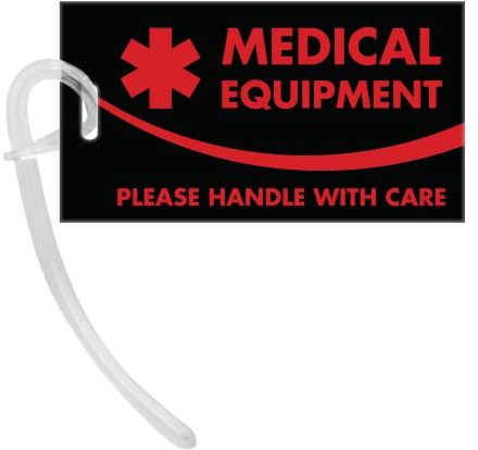 Medical Equipment ID Identification Luggage Tags | Black and Red | Medical Alert | Carry-On Respiratory Devices | Travel Supplies | Bag Tag | Luggage Gift