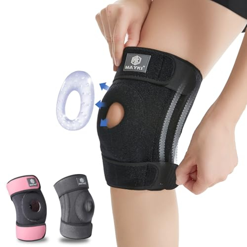 MAYKI Kniebandage Männer 1 Stück, rutschfeste Kniebandage Männer/Damen mit Patella-Gel-Polster, einstellbare Bandage Knie für Meniskus/Arthrose/Orthopädische, Atmungsaktiv Knee Support for Sport