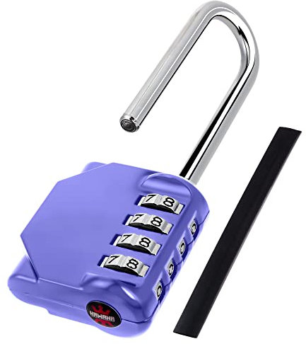 KAWAHA CL21VP 2.6 Inch Long Shackle Combination Lock, 4 Digit Combination Padlock Set Your own Combination for Gym Locker Lock, School, Gates, Doors, Toolbox, Hasps and Storage Very Peri (L) *1