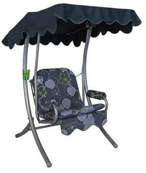 Angerer Freizeitmöbel GmbH Hollywoodschaukel 1-Sitzer - Gartenschaukel Made in Germany - Schaukel zum Sitzen und Entspannen - einfache Montage (Grau-Grün geblümt)