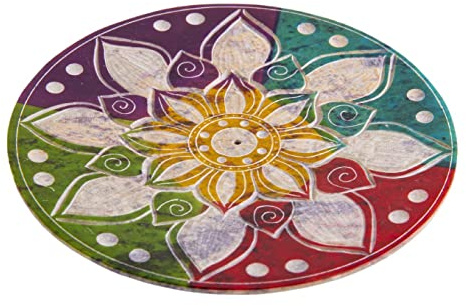Berk Räucherstäbchenhalter, Buntes Mandala rund, aus Speckstein