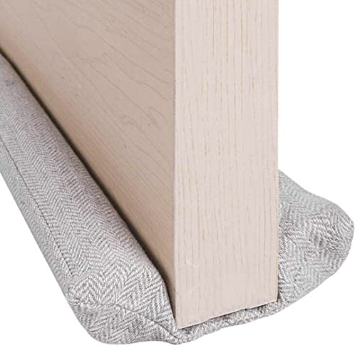 Lavish Home Décor Luxury Tweed Fabric Draught Excluder for Bottom of Door - Double Sided Interior Door Draft Stopper, Blocker, Guard, Seal - Grey and Brown (Grey)