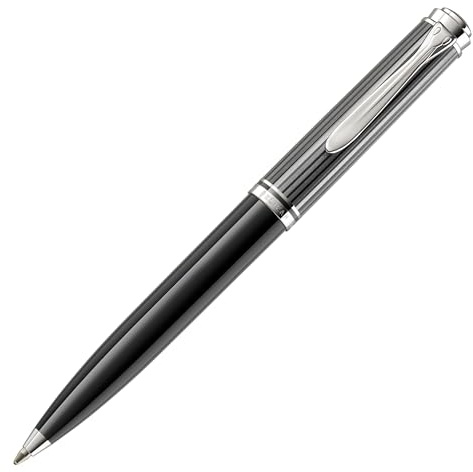 Pelikan Kugelschreiber Souverän 605 Stresemann, Schwarz-Anthrazit, hochwertiger Drehkugelschreiber im Geschenk-Etui, 813648