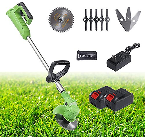 Tagliaerba a batteria, tosaerba manuale con palo telescopico da 1-30 cm con caricabatteria da 24 V Tagliaerba per tagliare il prato Tagliaerba elettrico a batteria, 2 batterie
