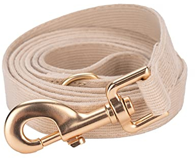 Petiry Weiche Hundeleine, kleine Baumwollcord, dicke Hundeleine für Welpen, kleine Hunde, 1,5 cm x 150 cm, Beige S