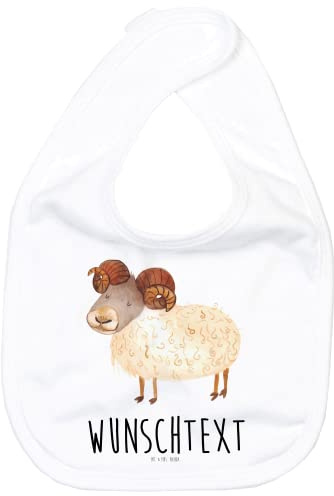 Mr. & Mrs. Panda Personalisiertes Babylätzchen Sternzeichen Widder - Personalisierte Geschenke, Babyhalstuch Mit Namen, Lätzchen Mit Spruch Und
