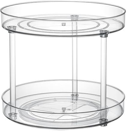 Clear Lazy Susan Turntable Organizer, Rotating Spice Rack Kitchen Pantry Organization and Storage, Medicine Cabinet Organizer, Cosmetic Makeup Organizer for Vanity, Perfume, Bathroom, Refrigerator