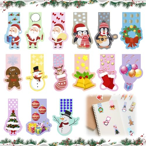 Lesezeichen Kinder, 30 Stück Weihnachten Magnetische Lesezeichen, Farblesezeichen Magnetisch Kinder, Magnetische Seiten Weihnachtsmotiv Lesezeichen Personalisiert für Weihnachtsgeschenke Zuhause Büro