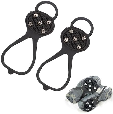 BASTOUR Anti Rutsch Schuhspikes, Steigeisen Schuhspikes, Schuhkrallen, Ice Klampen, Spikes Größe 35-43, Steigeisen mit 5 Zähnen für Outdoor-Schuhen, Schnee, Winter Outdoor Sport, Trekking