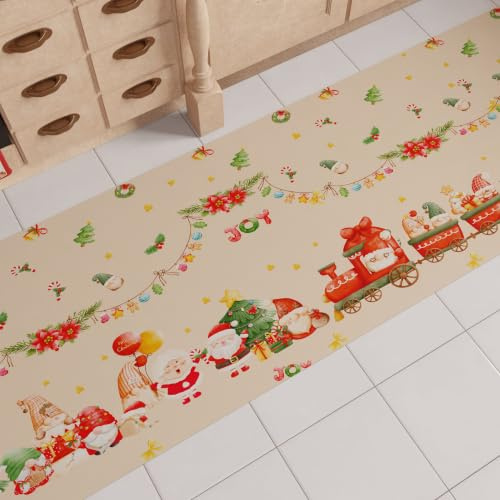 PETTI Artigiani Italiani - Weihnachts-Küchenläufer, Rutschfester und waschbarer Teppich, 52 x 480 cm, Weihnachtswichtel-Teppich, Made in Italy