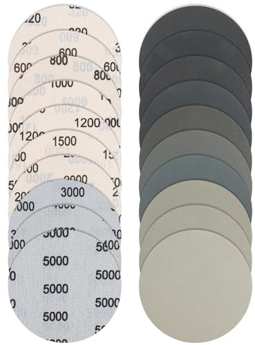Bolatus 36 Stück Schleifpapier 125mm Klett, Nasse Trockene Schleifscheiben Rund Exzenterschleifer für Auto Metall Holz (Mit Körnung 320/600/800/1000/1200/1500/2000/3000/4000/5000)