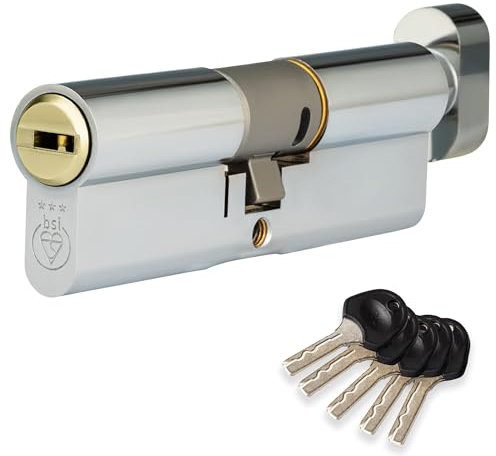 XFORT Colossus Dual Finish 3 Star Kitemarked Thumb Turn Euro Cylinder Lock 50EX/50T (100mm), British Standard TS007 Anti-Snap Barrel Lock, Upvc Door Lock.