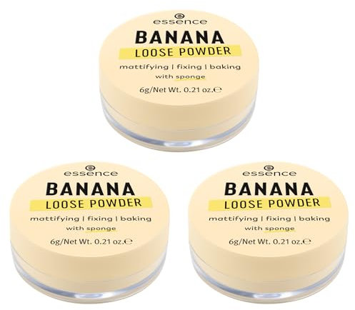 essence Banana Loose Powder, jaune, matifiant, fixant, correcteur de couleur, translucide, mat, végétalien, sans huile, sans parfum, sans alcool, 3 x 6 g