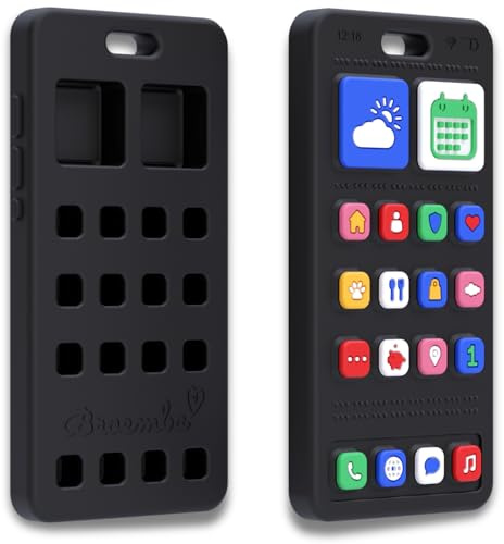 Broemba Handy Baby & Beißring - 100% Silikon Beißspielzeug - Realistisches Kinderhandy für Jungen & Mädchen - BPA-freies Smartphone ohne Elektronik - Broemba® Milan