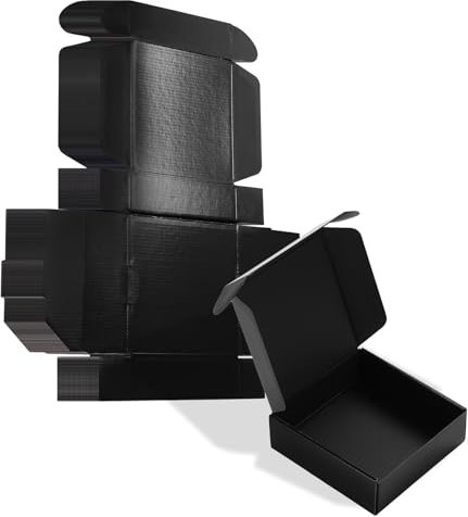 ZBEIVAN Versandkartons aus Wellpappe, 15,2 x 15,2 x 5,1 cm, Schwarz, 30 Packungen