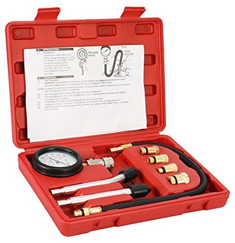 SHUAIGUO Kompressionsmesser,8PCS Benzinmotor Kompression Tester Zylinder Kompression Gasmotor Set Automotive Tool Gauge für Auto & LKW