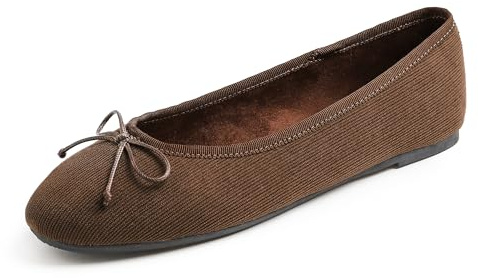 Feversole Mémoire Macaron coloré Coussin en Mousse de Femmes Ballerine de Bronze Velours côtelé Taille 39 EU