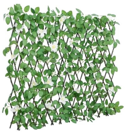 Sufrk Treillis lierre artificiel extensible vert 5 pièces 186 x 30 cm, haie artificielle lierre synthétique à feuilles persistantes anti-chute brise-vent rampe terrasse balcon jardin