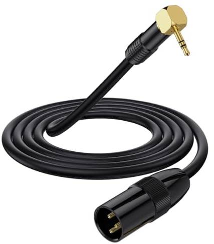 Rechts Anlge 90 Grad 3.5mm auf XLR Kabel, XLR auf 3.5mm Aux Mikrofon Cbale, Ungebalancierte 1/8 Zoll Mini Jack Stereo auf XLR Stecker Kabel Adapter für Handy, Laptop, Lautsprecher, Mixer (1.8 meter)