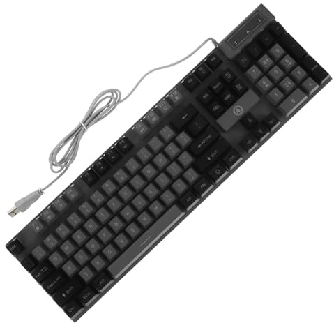 CAXUSD Clavier Mécanique Filaire 104 Touches Noir, Rétroéclairage RGB, Abs | Touches Suspendues, Course Modérée, Plaque Renforcée Pliable, Câble 1,4m, Stabilité Fiable
