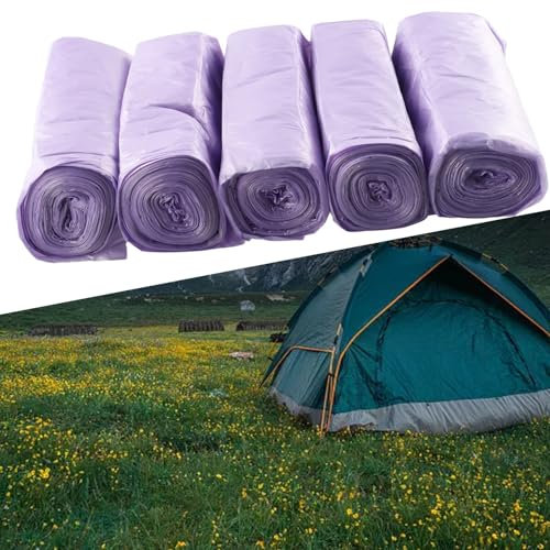 Hygienische Camping-Toilettenbeutel, 5 Rollen (60 Stück), praktisch und umweltfreundlich, Rosa