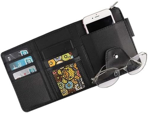 Auto Sonnenblende Organizer, Auto Interieur Leder Sonnenblenden Organizer, sonnenblenden Organizer, Car Sun Visor Organizer, für Sonnenbrille Halter Kartenhalter Multifunktions Aufbewahrungstasche