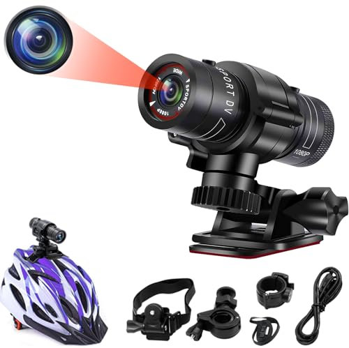 TANGMI Action Cam, 1080P HD Helmet Camera, 120° Wide Angle Action Cameras, Built-in Battery Video Recording & Photo Recording for Bike, Motorcycle and Car in the Wild