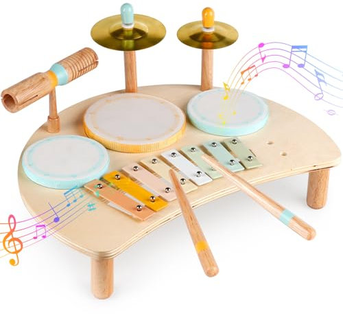 Schlagzeugset für Kinder - Musikinstrumente für Kleinkinder von 1-3 Jahren, pädagogisches Musikspielzeug für Babys im Vorschulalter, Montessori-Spielzeug für Kinder ab 3 Jahren