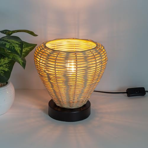 Osasy Tall Table Lamps,Boho Wicker Table Lamp with Natural Lights, Decorative Lamp for Nightstand, Living Room, Bedroom/Tabletop/Entryway (Vintage Boho, 1)