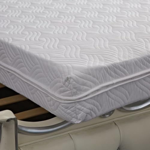 Coprimaterasso traspirante reversibile con topper a 360° e coprimaterasso lavabile con cerniera, anti polvere, per letto matrimoniale (bianco, 200 x 220 + 25 cm)